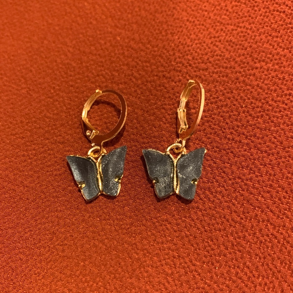Black butterfly earrings
